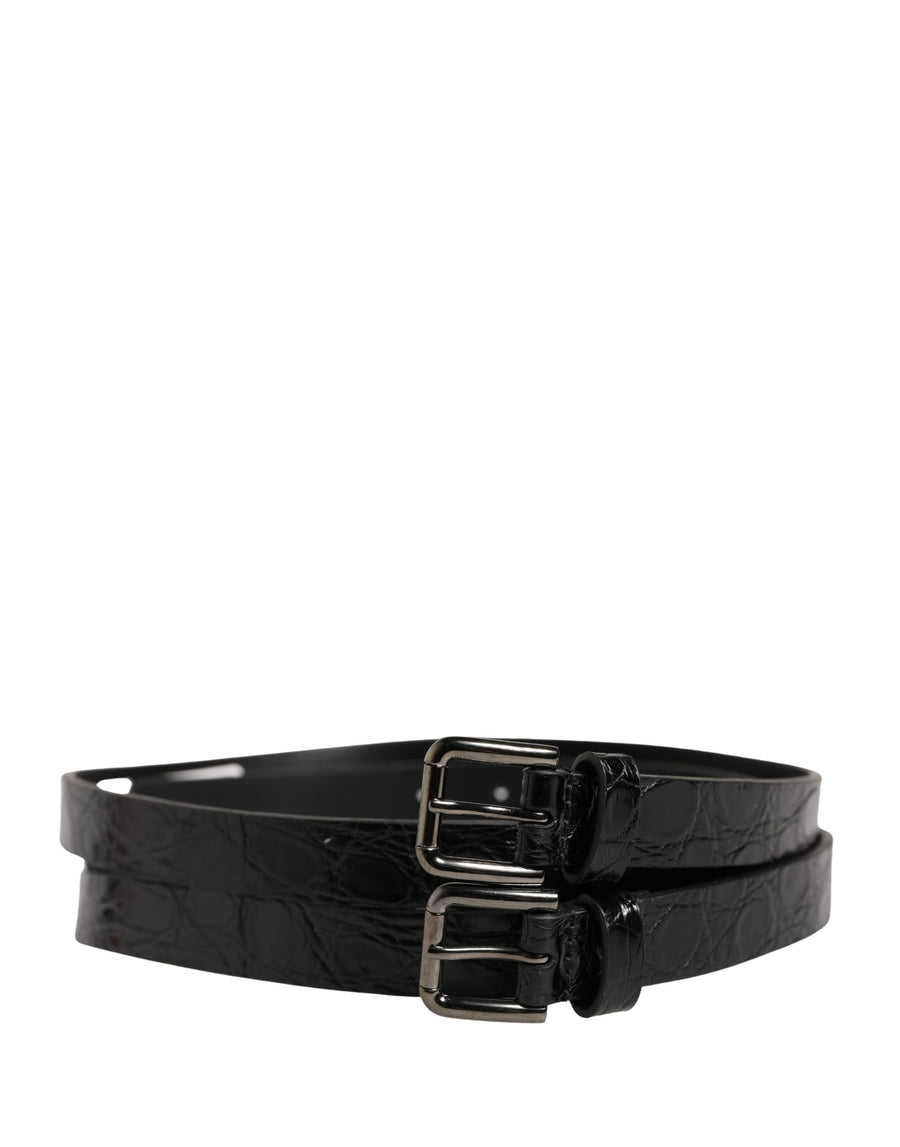 Dolce & Gabbana 100% Caiman Leather belt in black