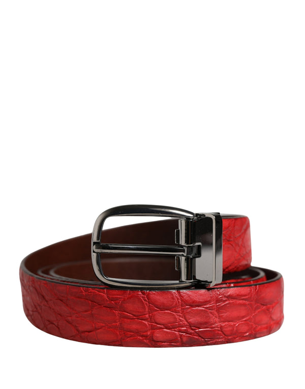 Dolce & Gabbana 100% Caiman Leather belt in red