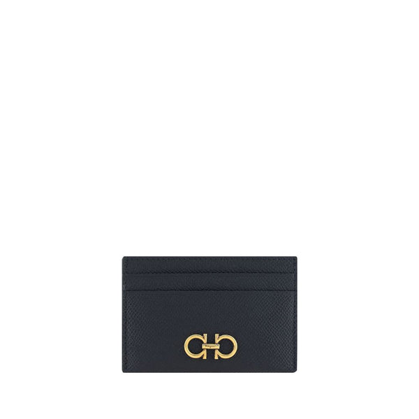 Ferragamo 100% Calf Leather Bos Taurus card case in black