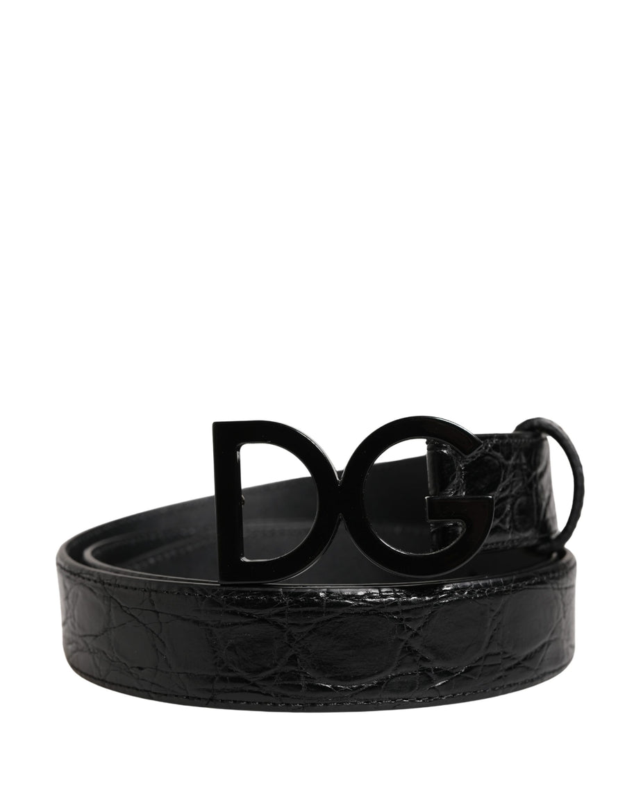 Dolce & Gabbana 100% Caiman Leather with 100% Calf Leather lining belt in black