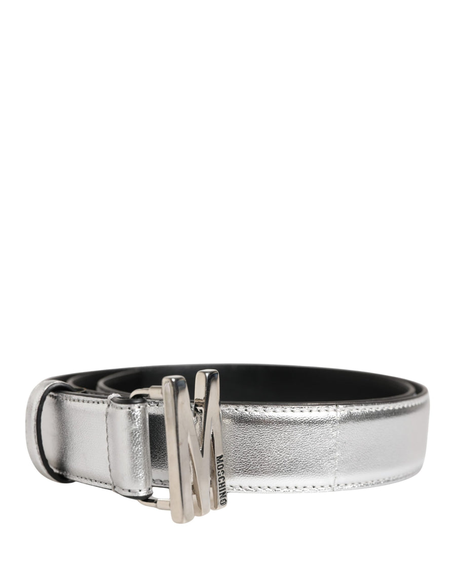 Moschino Couture Genuine Leather belt in silver