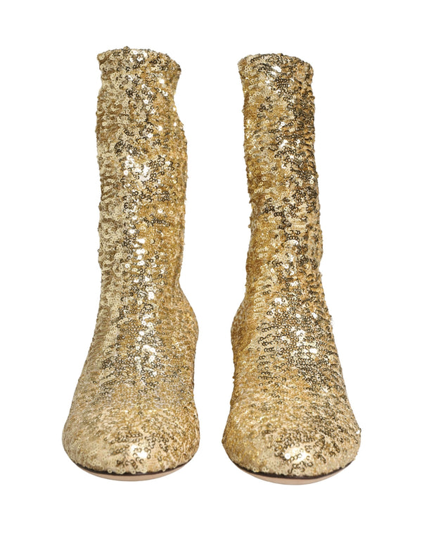 Dolce & Gabbana 91% Polyester boot in gold
