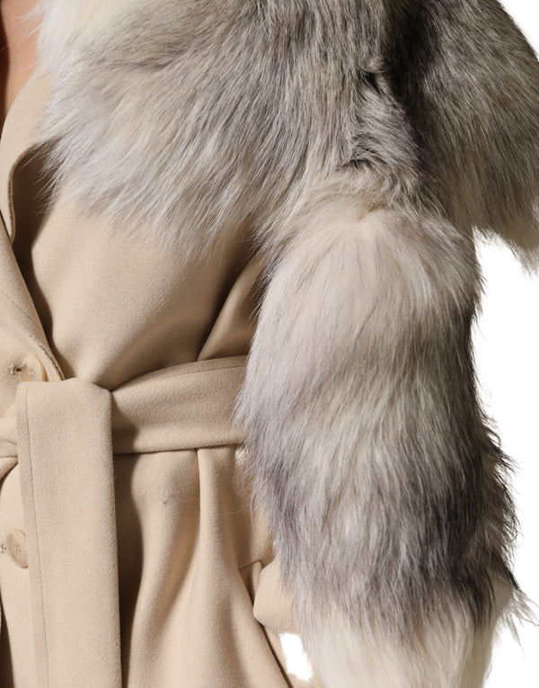 Dolce & Gabbana 100% Fox Fur shawl in white