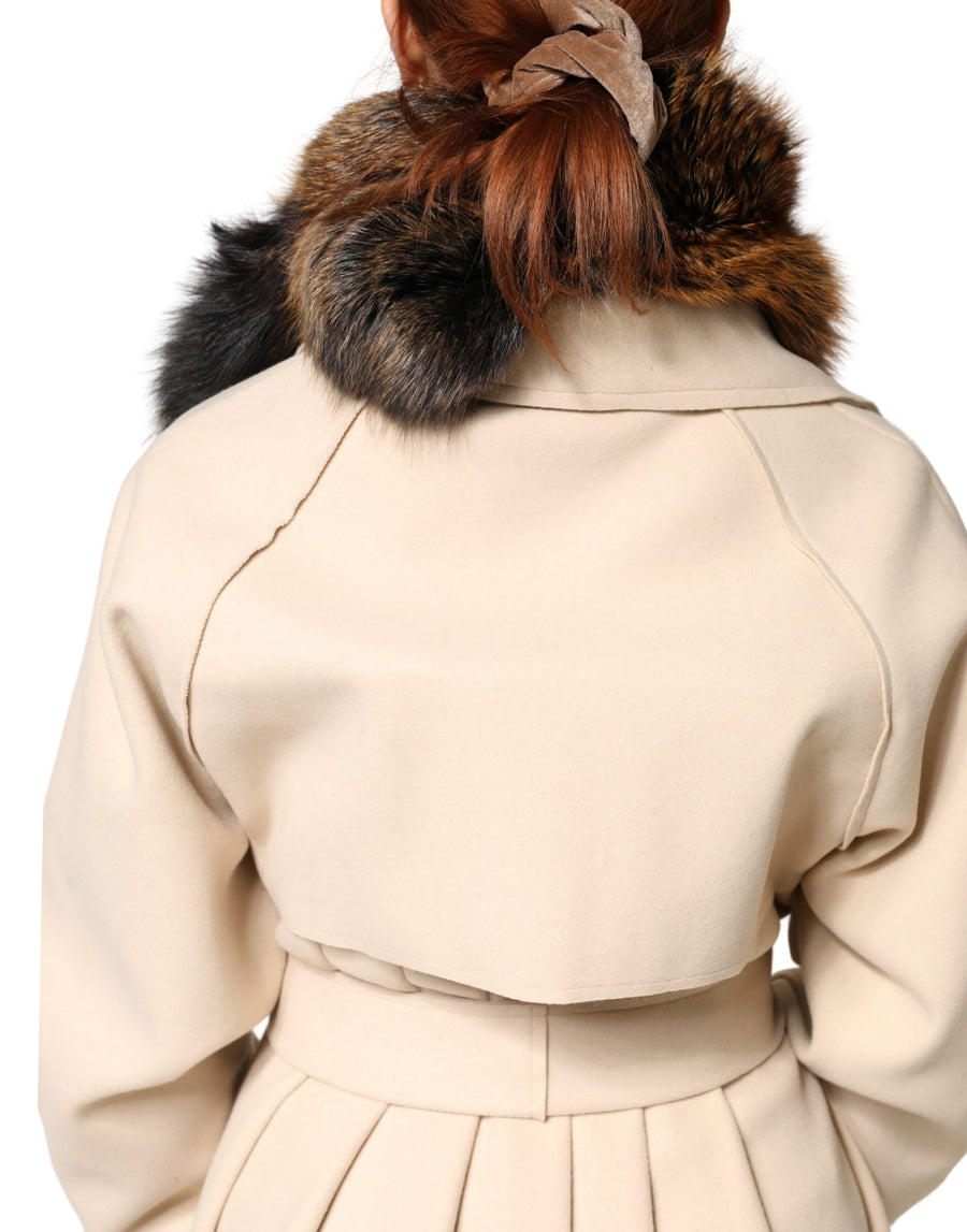 Dolce & Gabbana 100% Red Fox Fur with 100% cashmere lining scarf in brown