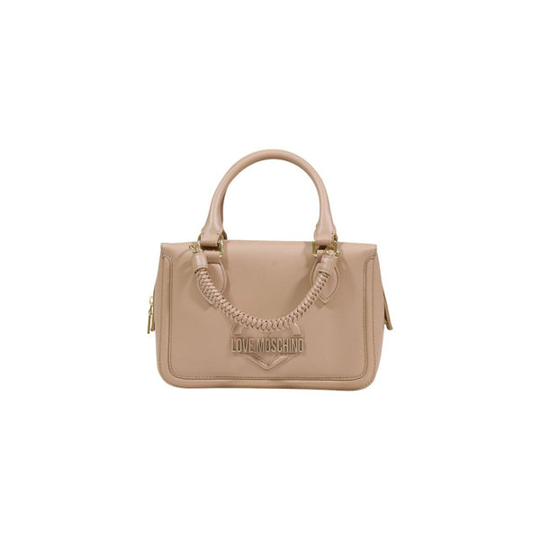 Love Moschino 100% polyurethane top handle bag in beige