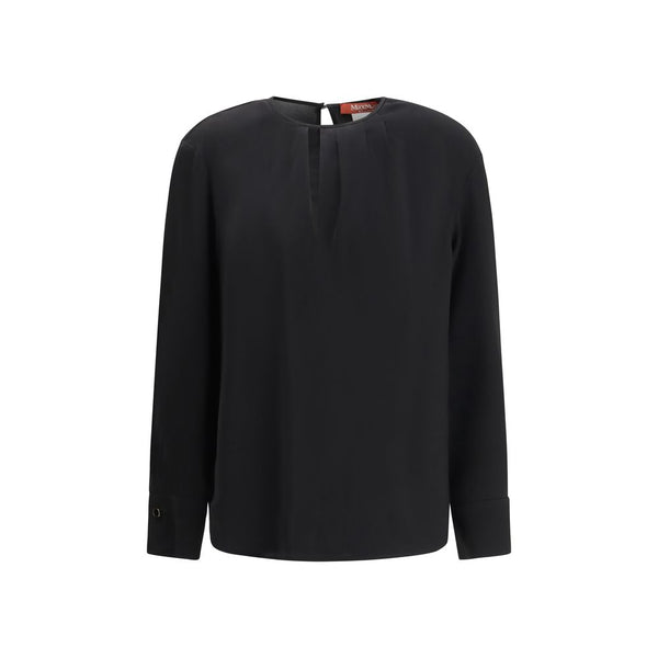 Max Mara 73% Triacetate 27% Polyester blouse in black