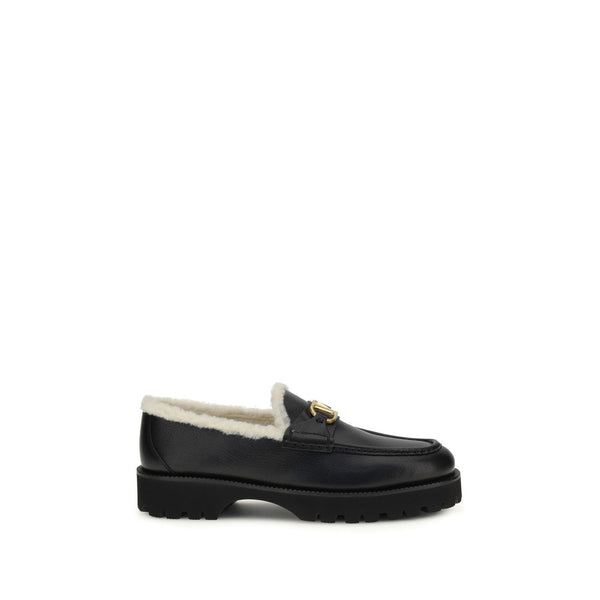Valentino Garavani 100% Calf Leather Bos Taurus; Shearling lining loafer in black