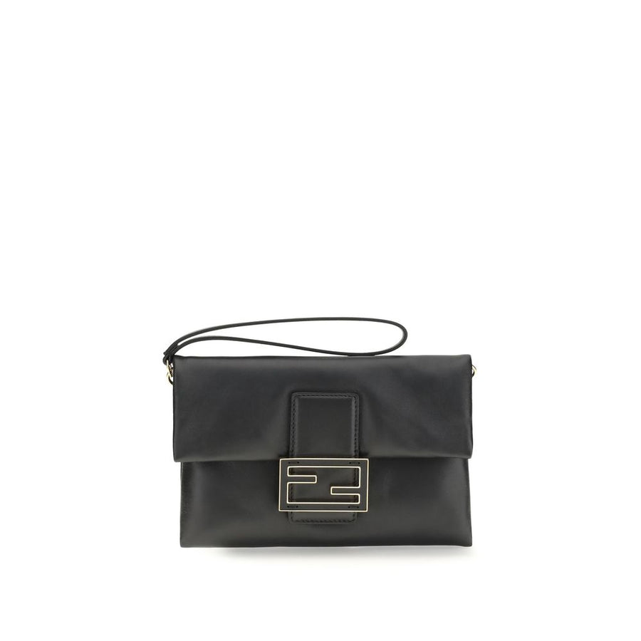 Fendi 100% lamb nappa leather clutch in black