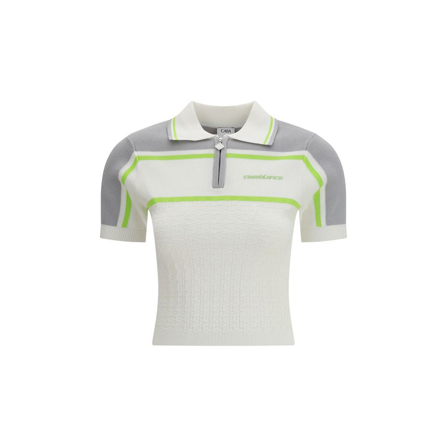 Casablanca 63% Viscose 37% Nylon polo shirt in white