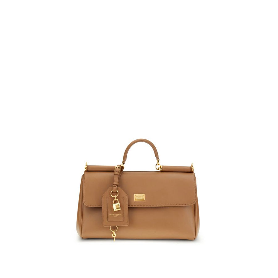 Dolce & Gabbana 100% Calf Leather Bos Taurus top handle bag in beige