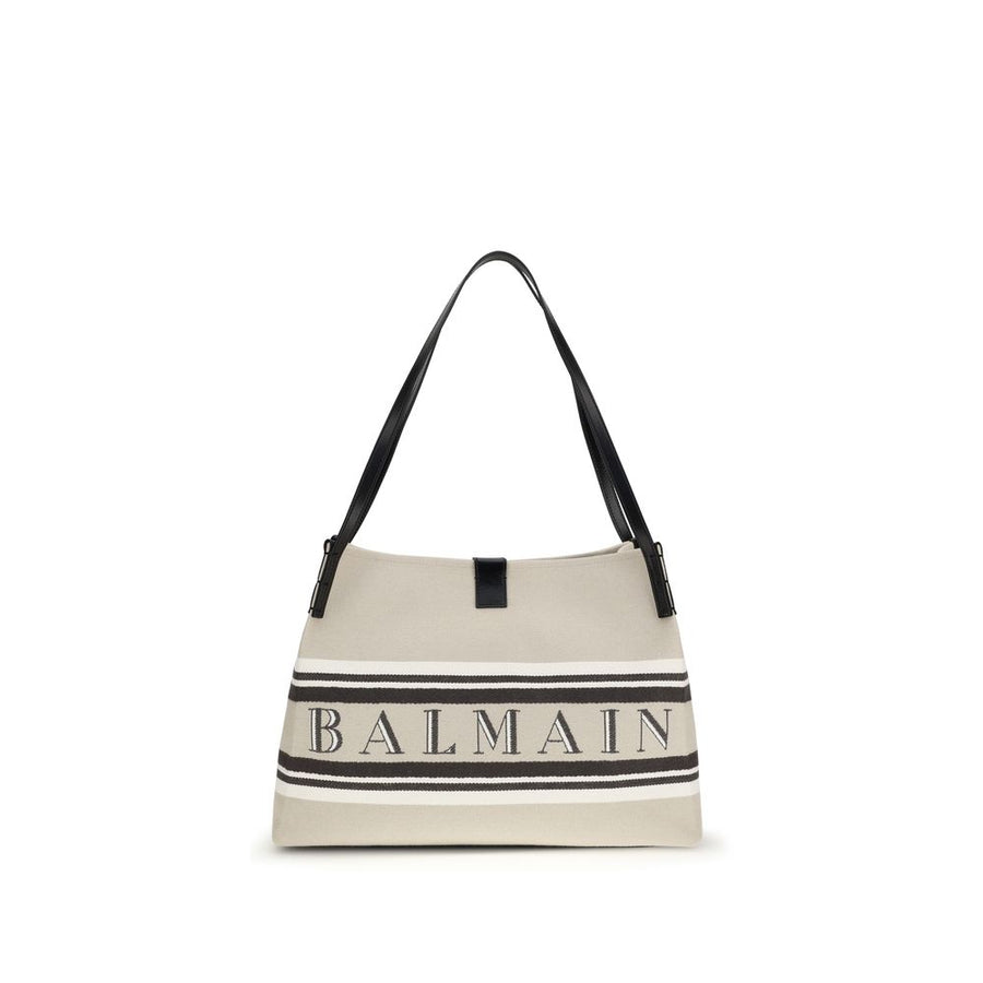 Balmain 84% Cotton shoulder bag in beige