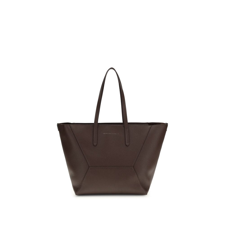 Brunello Cucinelli 100% Calf Leather Bos Taurus tote bag in brown