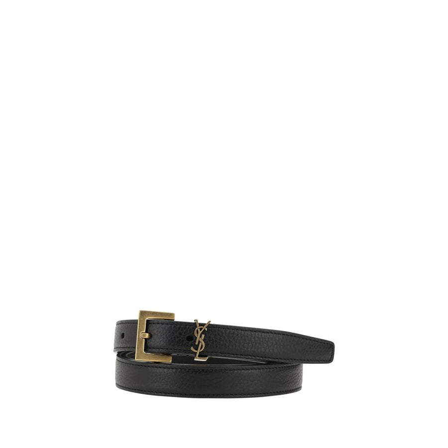 Saint Laurent 100% Calf Leather Bos Taurus belt in black