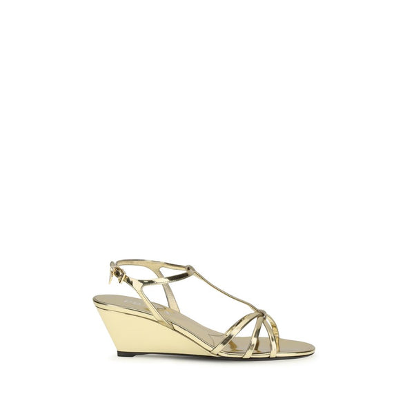 Prada Upper: 100% Calf Leather Bos Taurus; Sole: 100% Rubber sandal in gold