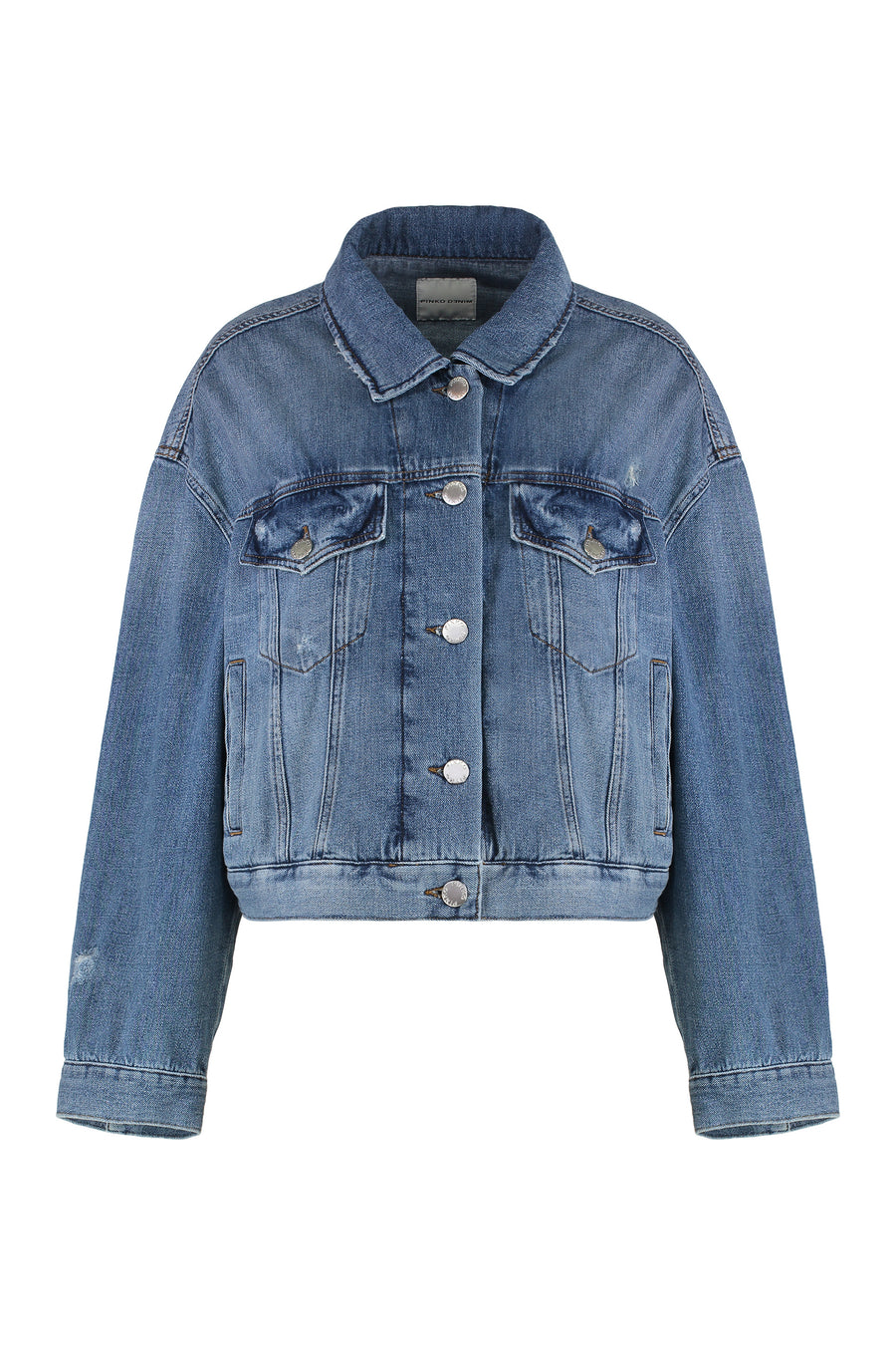 Denim Jacket Garbone Vintage Wash Cotton Leather
