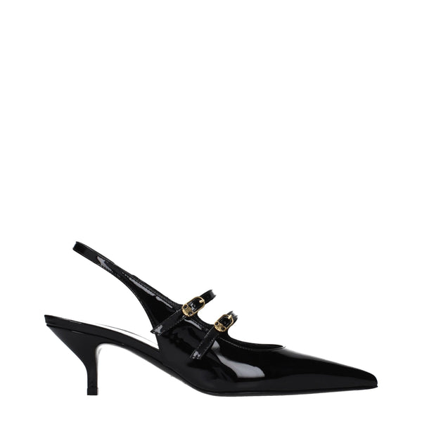 Celine Patent leather slingback heel in black