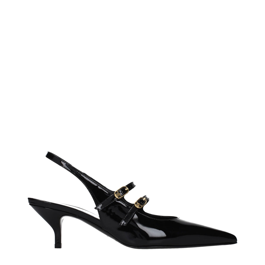 Celine Patent leather slingback heel in black