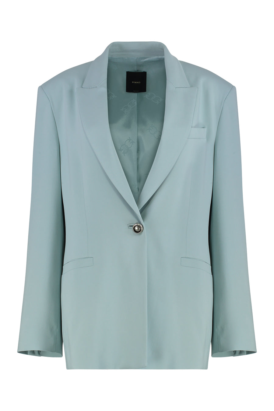 Single-Breasted One Button Jacket Light Blue Polyester Blazers