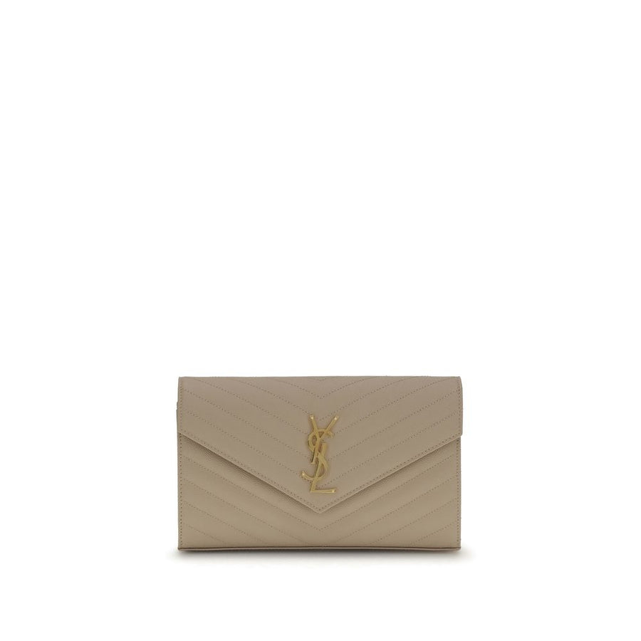 Saint Laurent 100% Calf Leather Bos Taurus shoulder bag in beige