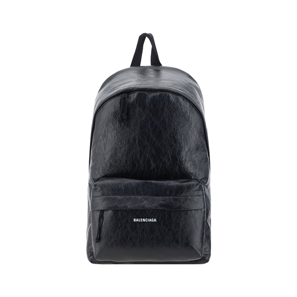 balenciaga black leather backpack Explorer Puff balenciaga logo printed at front Balenciaga - Logo-Print Leather Backpack