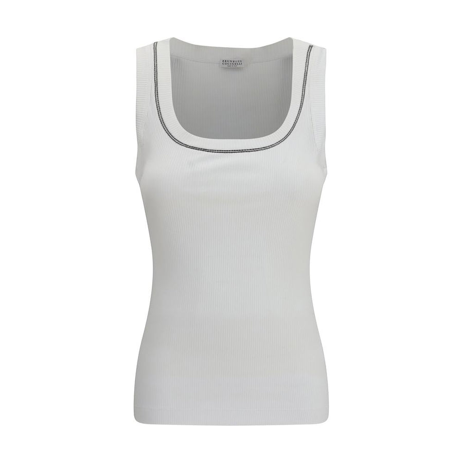 Brunello Cucinelli 95% Cotton 5% Elastane tank top in white