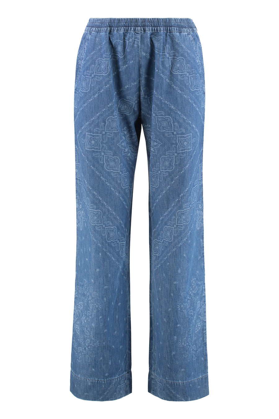 Namibia Printed Cotton Trousers Denim Wide-leg