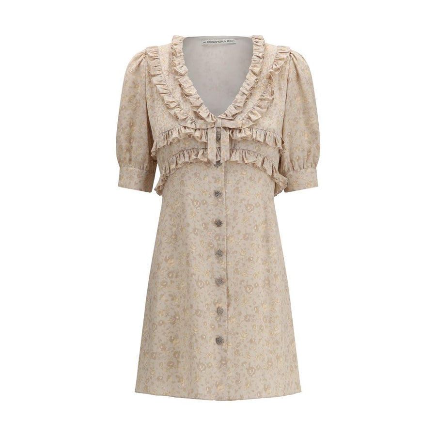 Alessandra Rich Outer: 100% Silk dress in beige