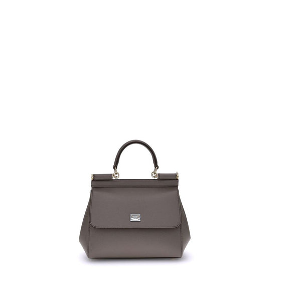 Dolce & Gabbana 100% Calf Leather Bos Taurus top handle bag in gray