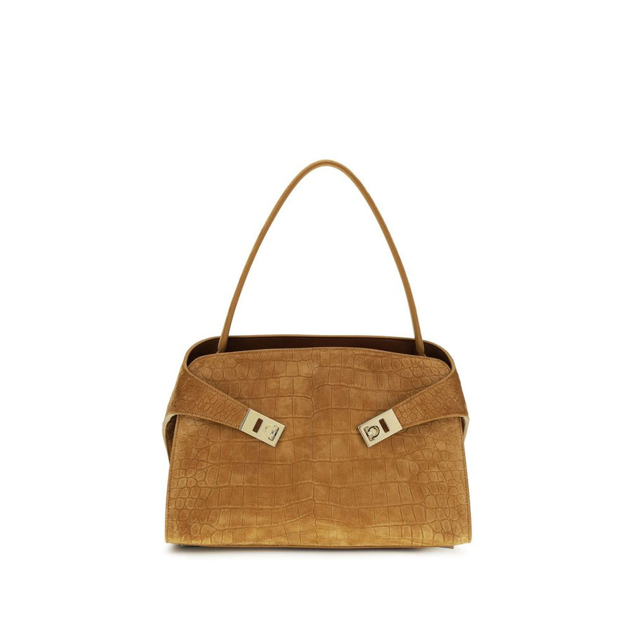 Ferragamo 100% Goatskin shoulder bag in beige