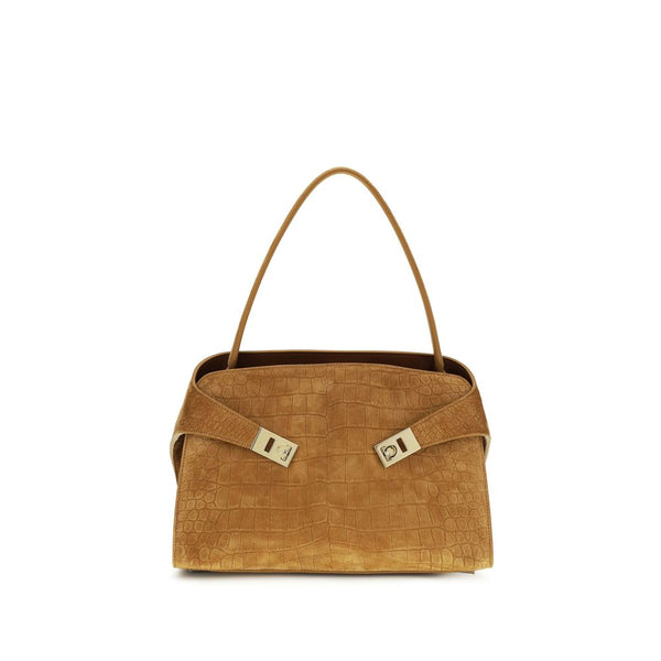 Ferragamo 100% Goatskin shoulder bag in beige