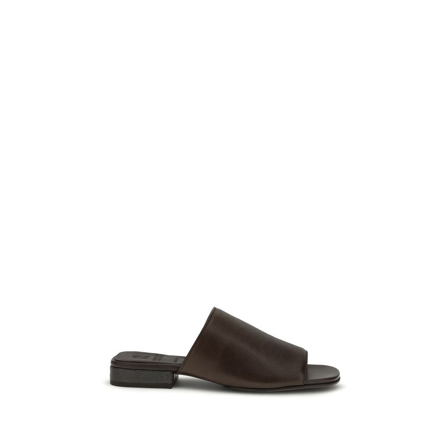 Brunello Cucinelli 100% Calf Leather Bos Taurus slide in brown