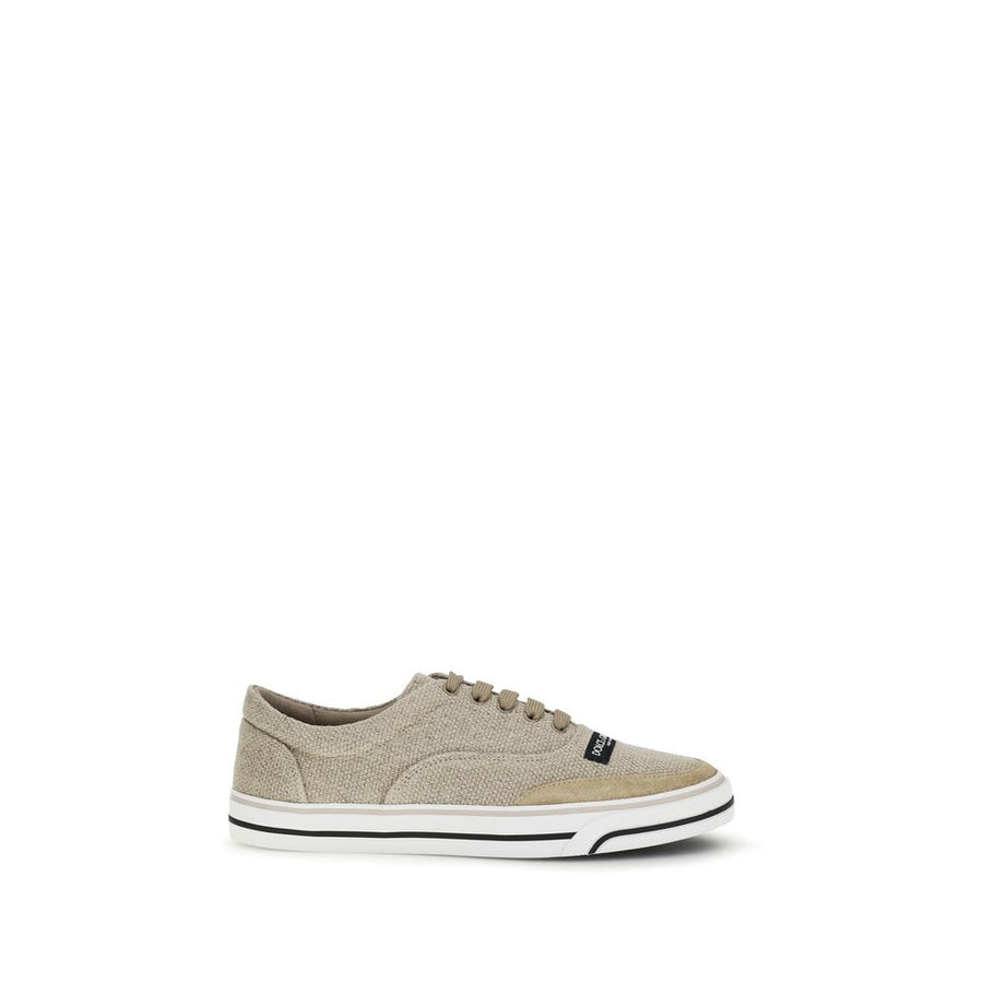 Dolce & Gabbana Upper 90% Linen 10% Calf Leather Bos Taurus; Sole 100% Rubber sneaker in beige