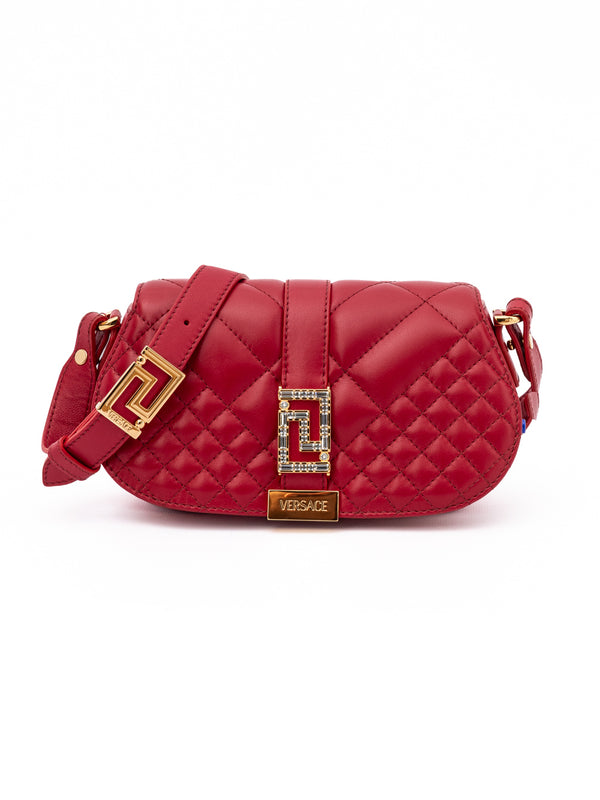 Versace Lambskin shoulder bag in red