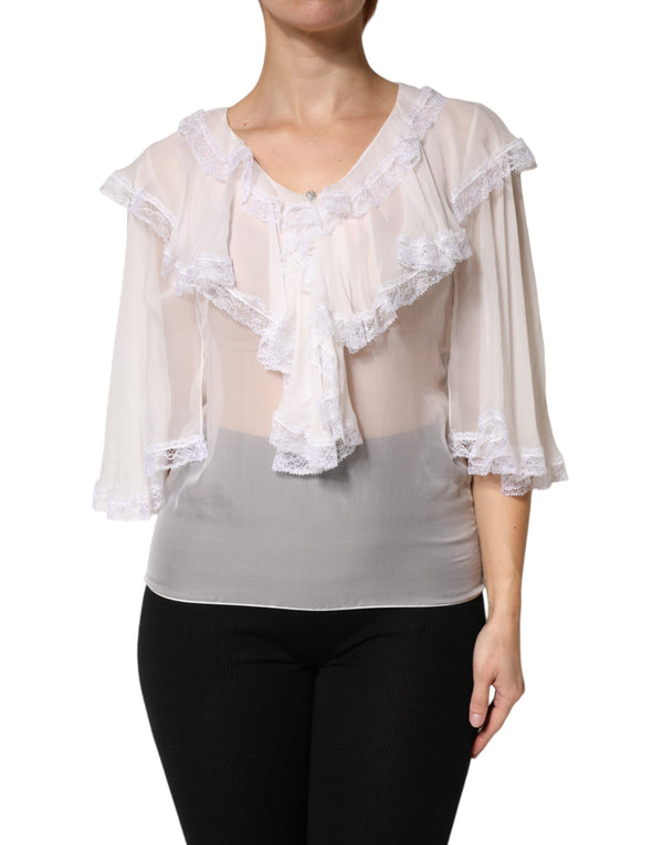 Dolce & Gabbana 11% Nylon 80% Silk 9% Viscose blouse in white