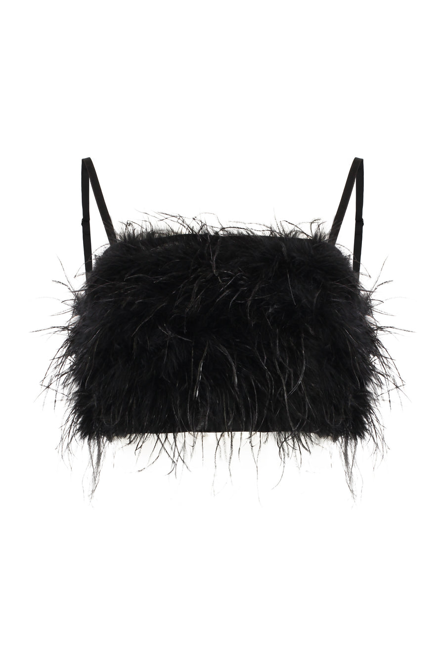 Top With Feather Detail Black Polyester Tops