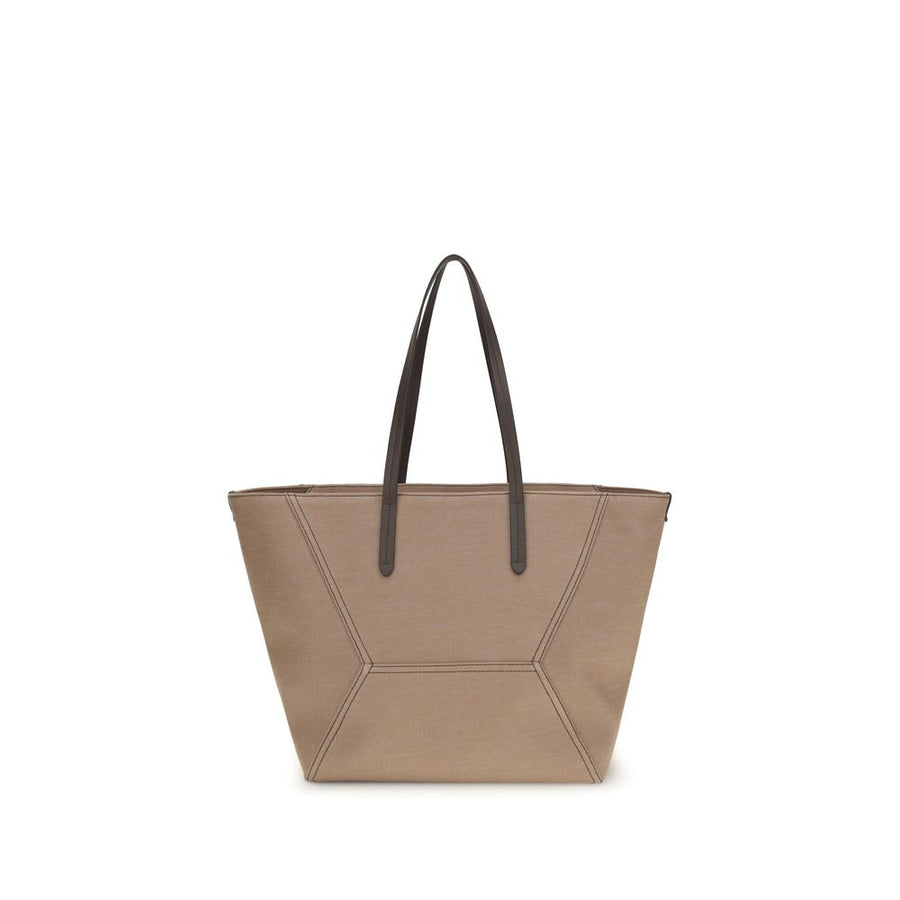 Brunello Cucinelli 100% Cotton (outer) tote bag in beige