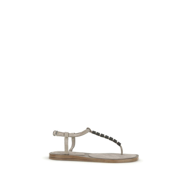 Brunello Cucinelli UPPER 100% Calf Leather Bos Taurus sandals in beige