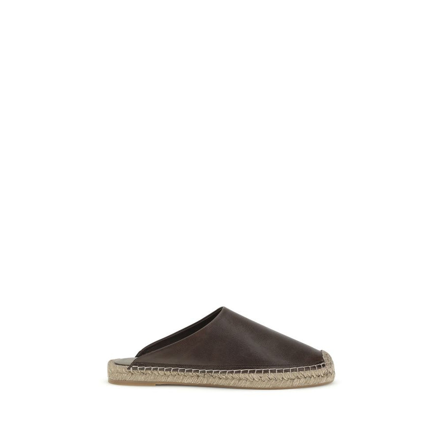 Brunello Cucinelli Upper 100% Calf Leather Bos Taurus espadrille slide in brown