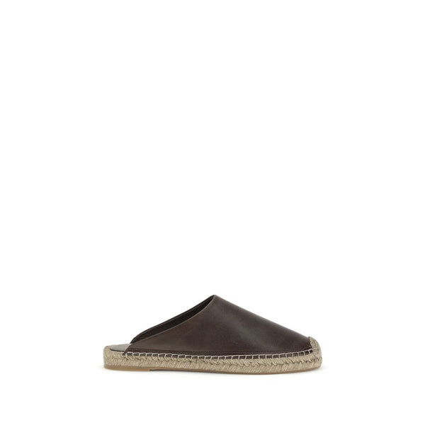 Brunello Cucinelli Upper 100% Calf Leather Bos Taurus espadrille slide in brown