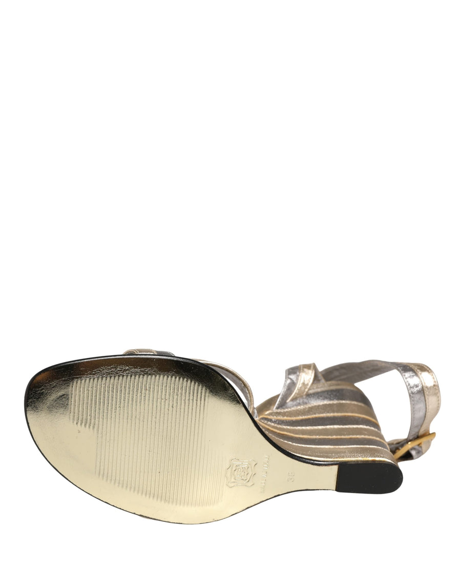 Dolce & Gabbana Leather wedge sandal in gold