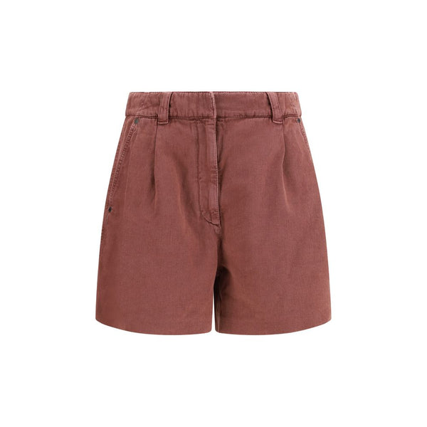 Brunello Cucinelli 60% Cotton 40% Linen bermuda shorts in brown