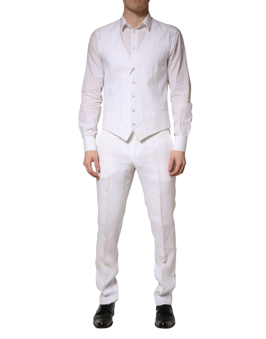 Dolce & Gabbana 100% Linen suit in white