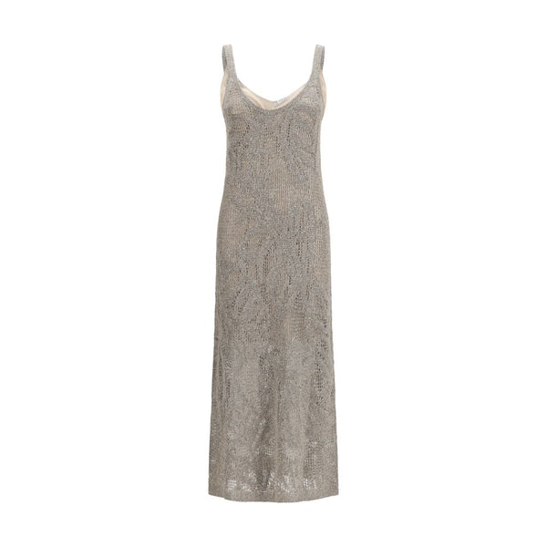 Brunello Cucinelli 94% Linen tank dress in gray