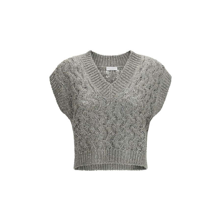 Brunello Cucinelli 36% Silk sweater vest in gray