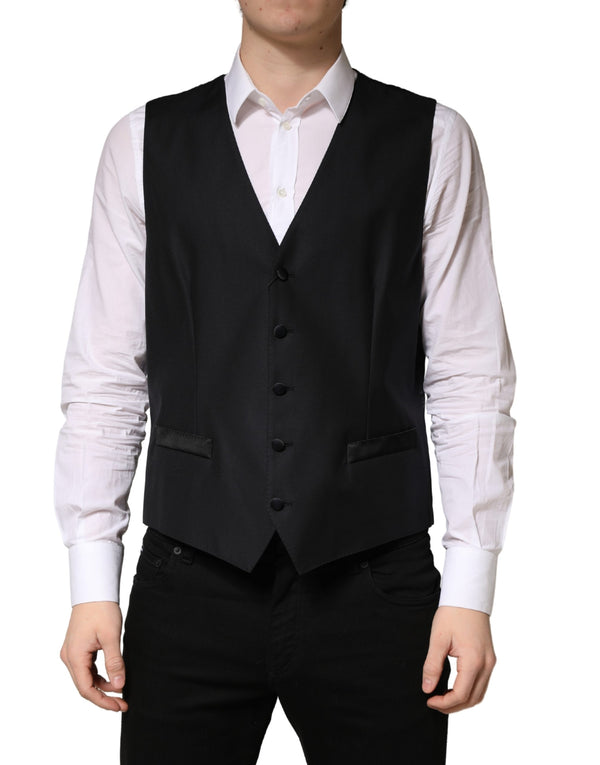 Dolce & Gabbana 97% Virgin Wool 1% Silk 1% Nylon 1% Flax vest in black