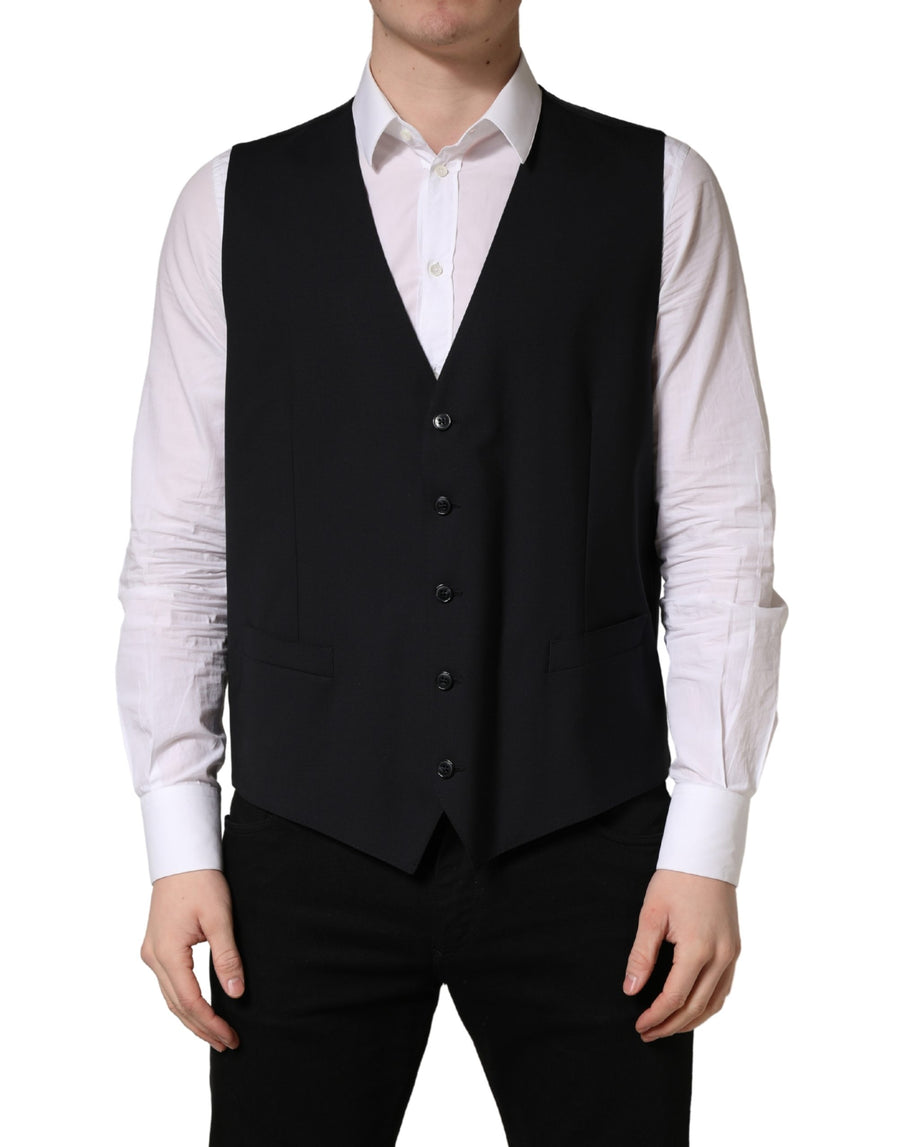 Dolce & Gabbana 97% Virgin Wool vest in black