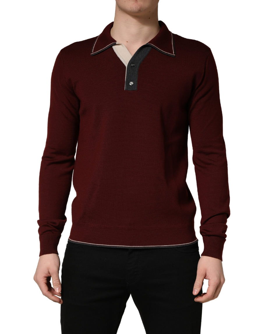 Dolce & Gabbana 100% Virgin Wool polo in maroon