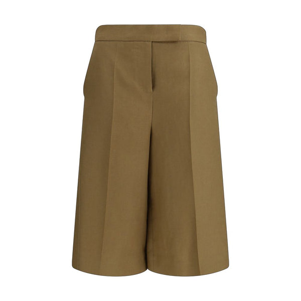 Max Mara 100% Linen bermuda shorts in brown