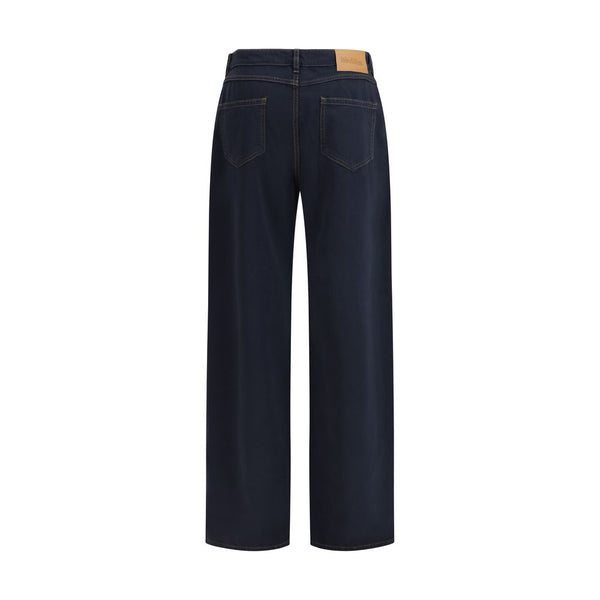 Blue Cotton Casual Pants