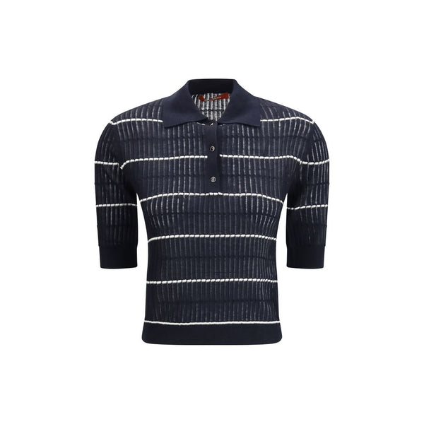 Max Mara 55% Silk polo shirt in navy